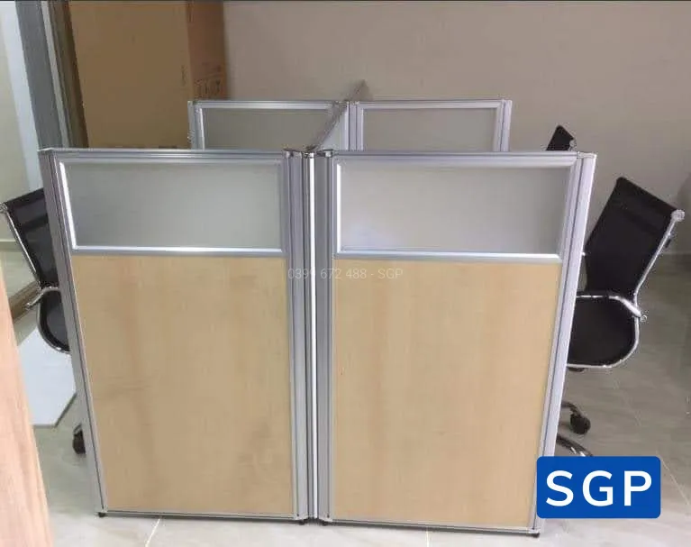 vách hệ 25 gỗ kính decal