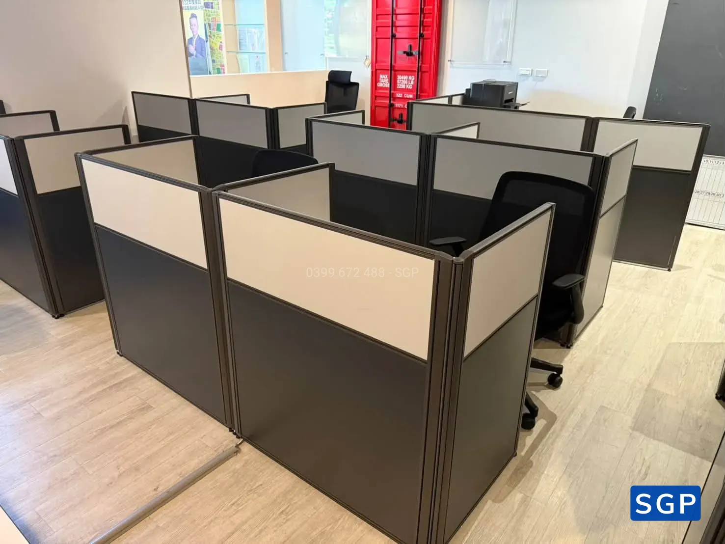 vách ngăn bàn làm việc gỗ 2 múi - 4