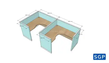vách ngăn nỉ nhôm cho bàn L