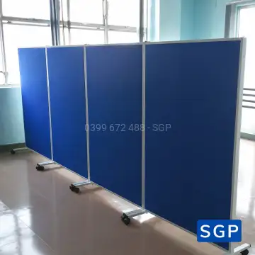 vách ngăn có bánh xe vải nỉ màu xanh