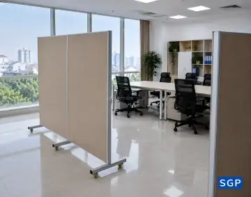 Giao vách ngăn có bánh xe có thể di chuyển trong văn phòng