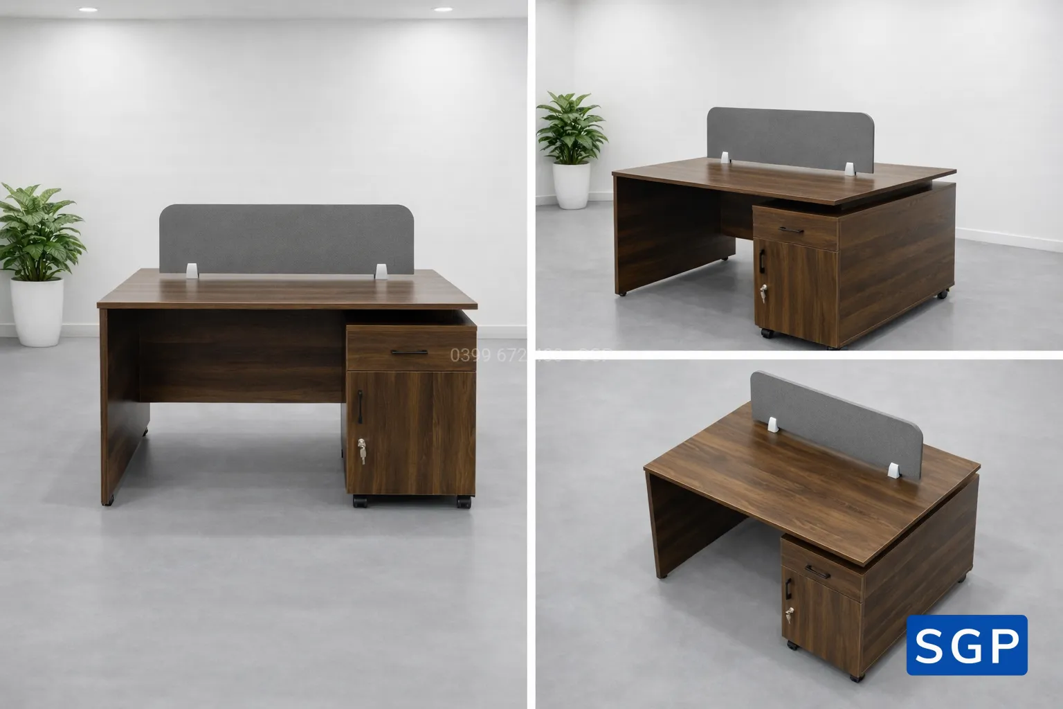 Bàn làm việc chân gỗ 2 người ngồi